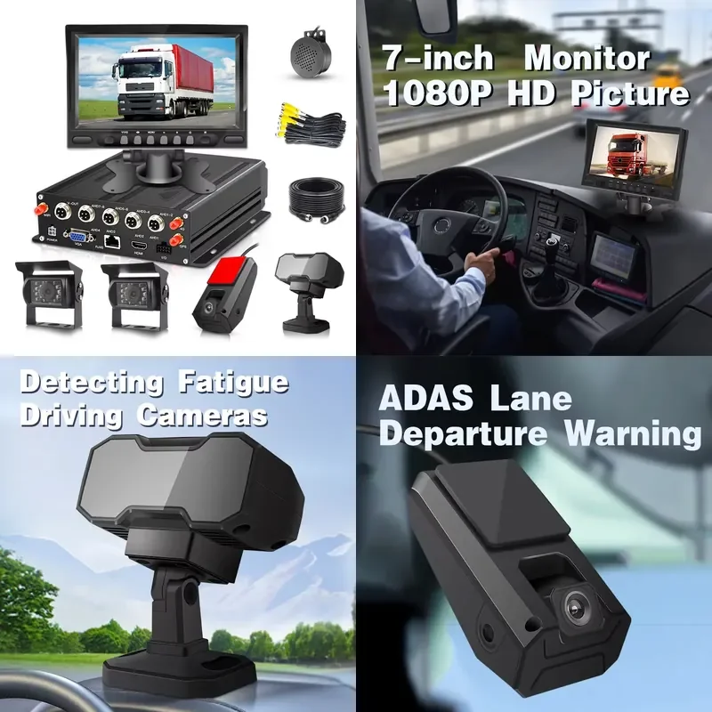 4 Channel Fleet Management ADAS DSM System 1080P Video Recorder 3G 4G GPS Wifi For Trucks Mobile MDVR LCD TFT IPS Screen