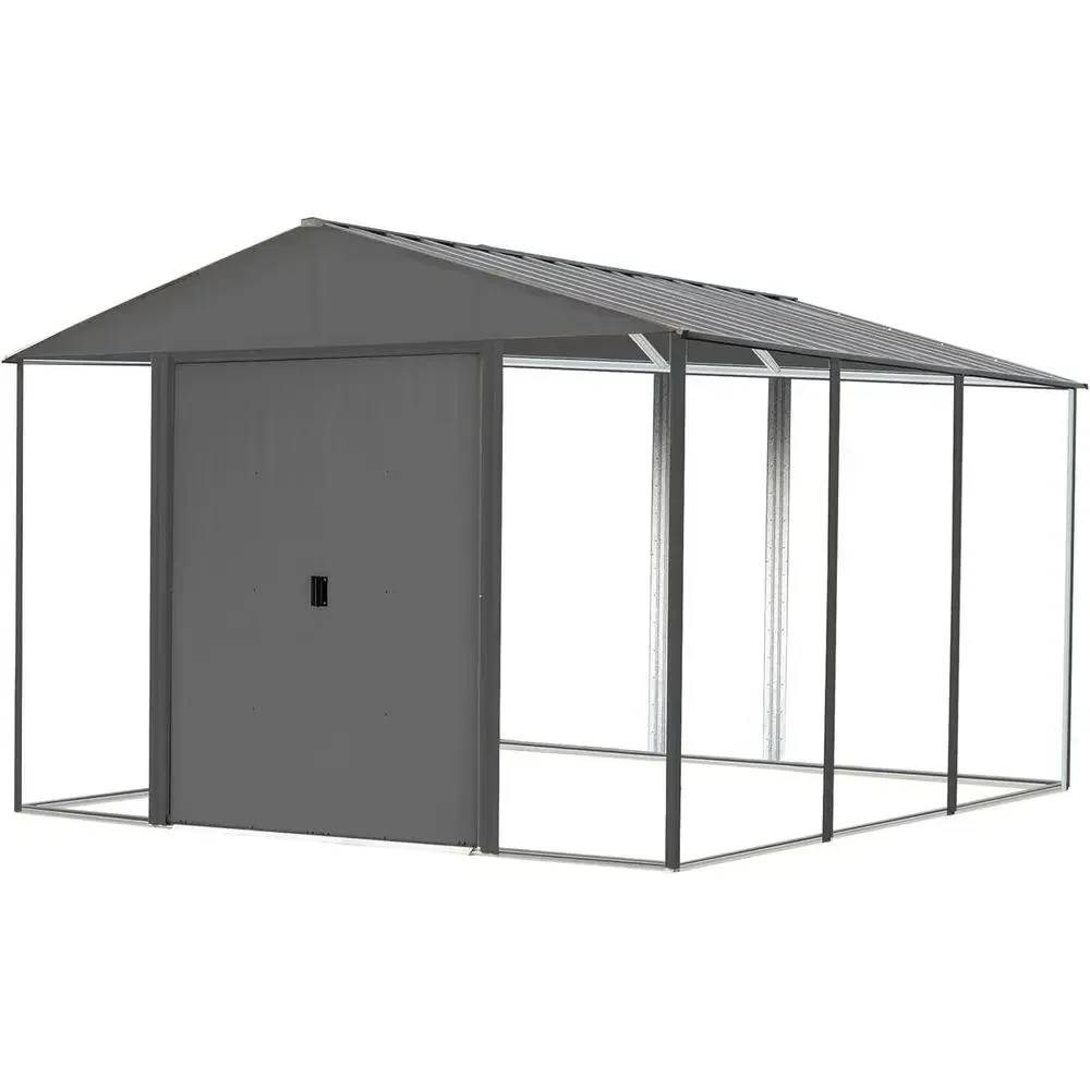 10' x 12' Ironwood Galvanized Steel Hybrid Outdoor Shed Kit, Anthracite