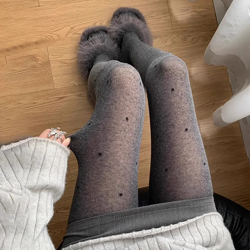 

INS Causal Korean Fashion Milky White Polka Dot Sheer Tights Sweet Leggings Cute Spring Autumn Stockings for School Girl Fashion