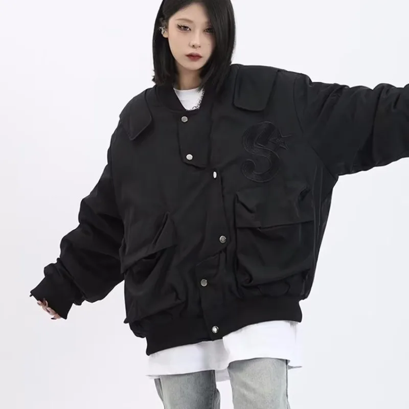 

Loose Large Size Men's Faionable Casual Windbreaker Jaet Hong Kong Sle Spring Autumn Couple's Spor Outerwear