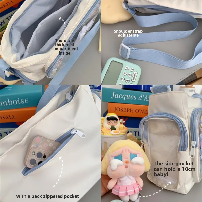 Trendy Transparent Crossbody Bag for Girls Large Capacity Shoulder Bags Fashionable School Style Texture and Versatile Ita Bag image 5