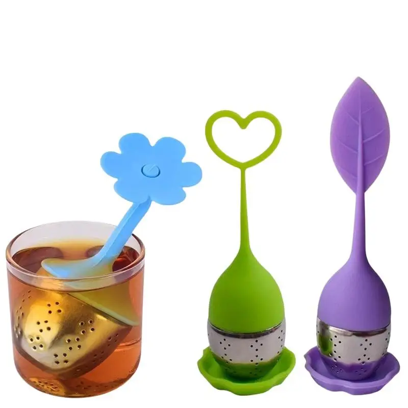 Silicone Loose Leaf Tea Infuser Food Safe Handle Stainless Steel Filter Home Office Travel Tea Tool