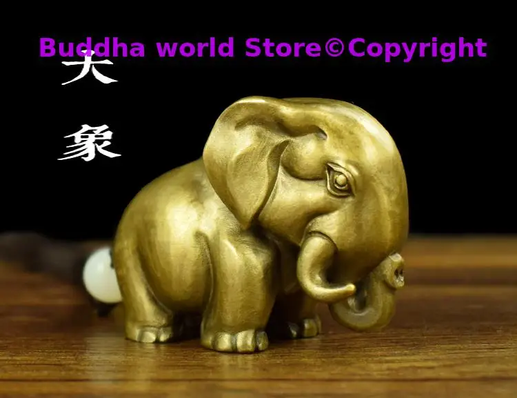 Regulating spirit GOOD LUCK mascot Success BRASS elephant hand pieces Talisman bless safe healthy bring Fortune money Good luck