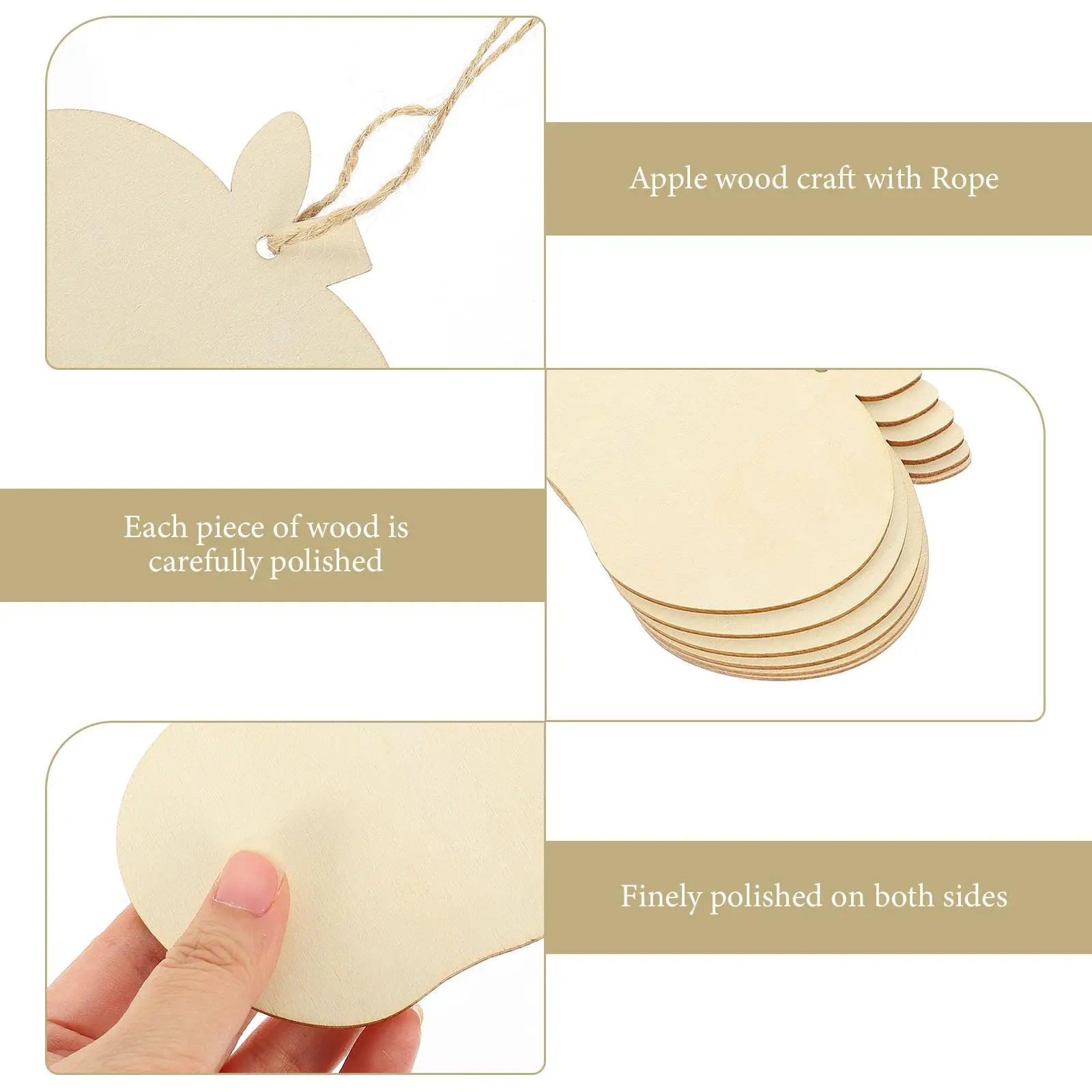 

Blank Wood Apples Shaped Slices Decorations Unfinished Chips DIY Craft Wooden Slices Sewing Tools Accessories