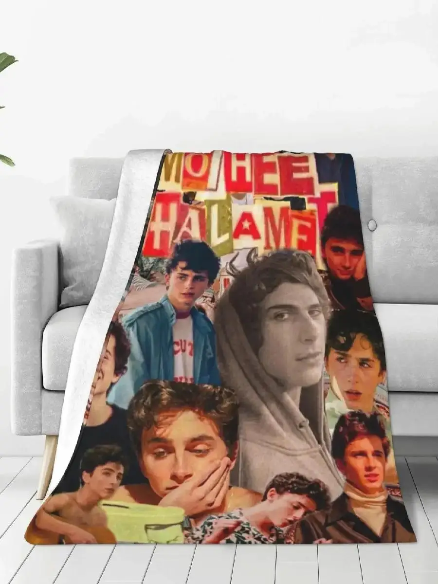 Timothe Chalamet Retro Flannel Throw Blanket  Soft Warm Blanket for Chair Bed Sofa Airplane Travel and Bedspread