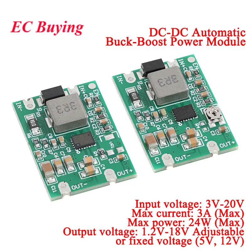 10Pcs/1pc DC-DC Automatic Buck Boost Power Module Step Up Down Voltage Regulator Board Input 3-20V Output 5V/12V 18V Adjustable