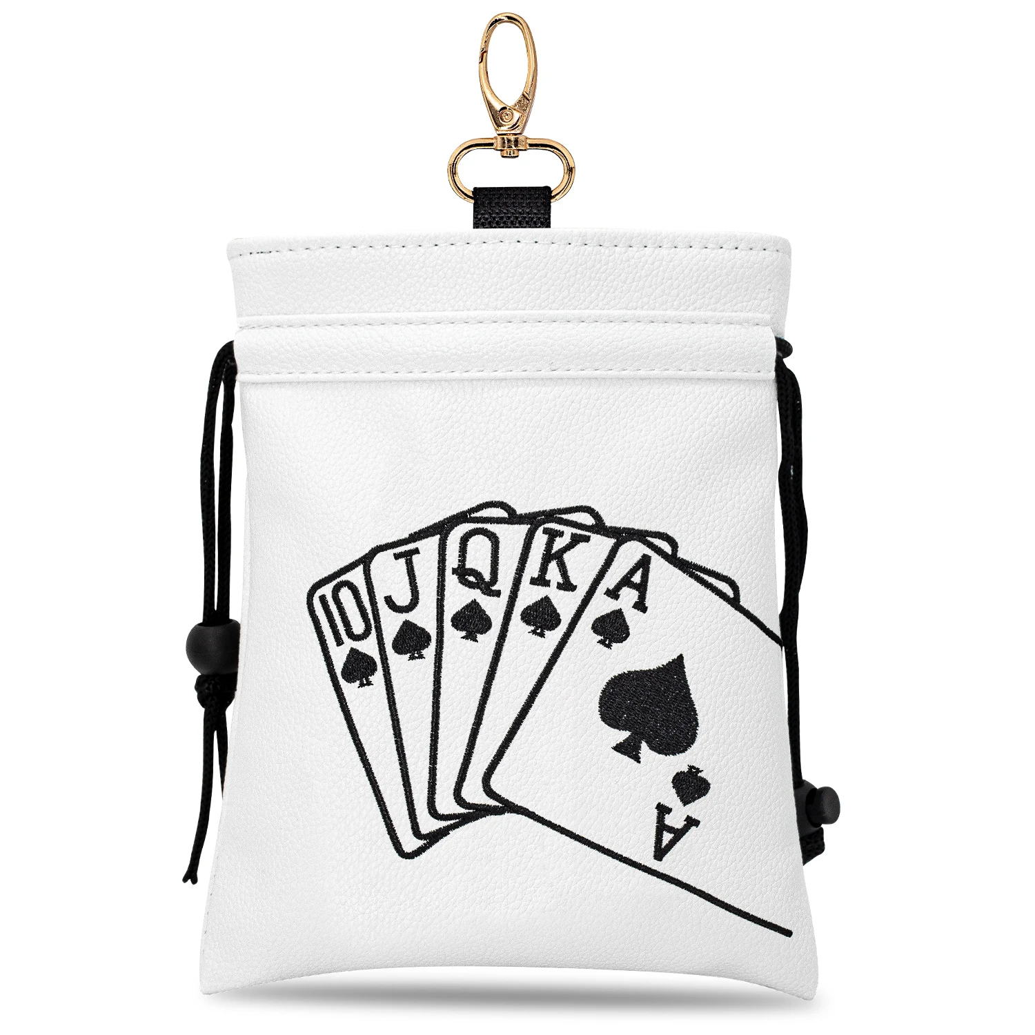 1PC White Golf Drawstring Pouch, Portable Accessory Bag with Hook, Stores Golf Tees and Small Gadgets, Great Gift Option