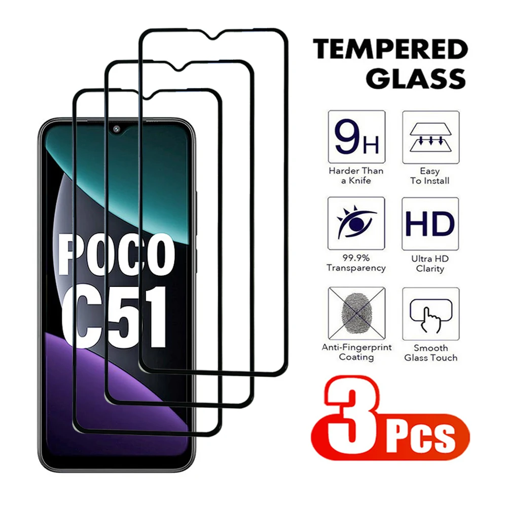 3Pcs 100D Transparent Tempered Glass For Xiaomi Mi POCO F3 F4 F5 GT Pro C50 C51 C55 C65 Screen Protector Protective glass Film