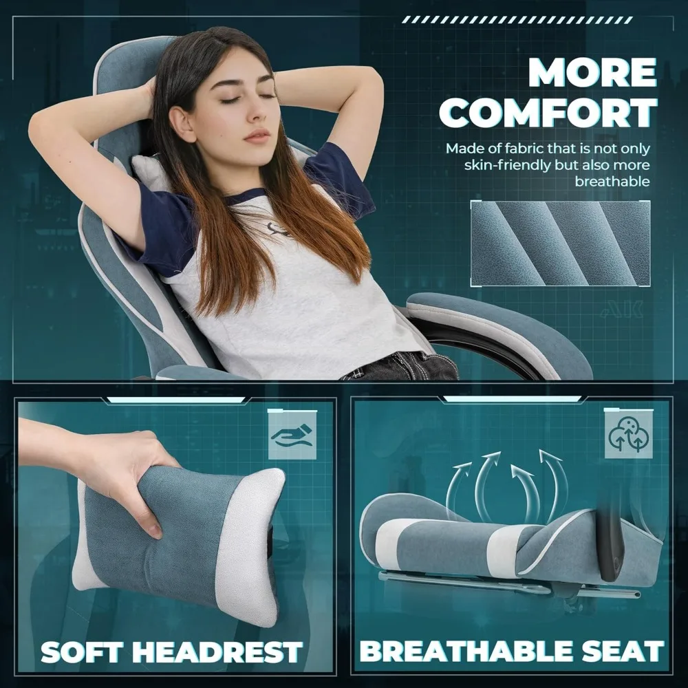 Racing E-Sport Gamer Chair (Green) Video Game Chair With Footrest and Massage Lumbar Support Computer Armchair Gaming Office