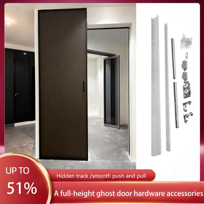 

Invisible No Track Sliding Door Hardware For Bathroom And Kitchen With Full Height Design And Two Way Buffer System