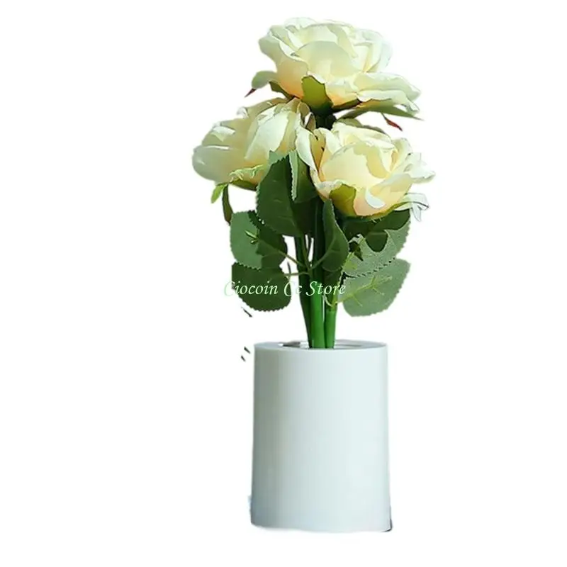 X90F Realistic Flowers Night lights Energy Saving Bedroom Accent Battery Operated Modern Home Decors For Table top Placement