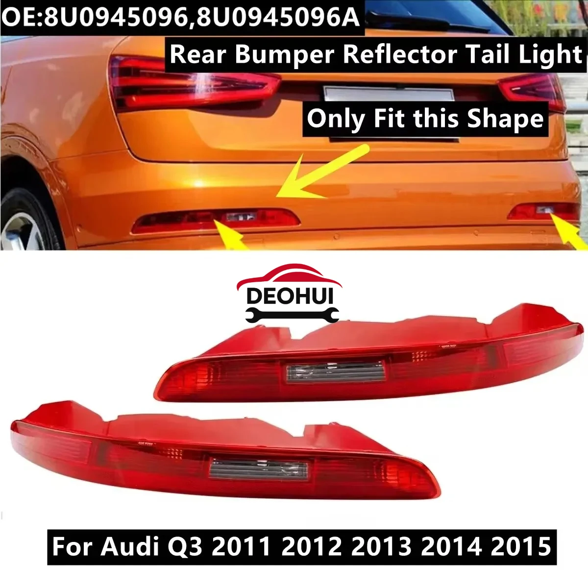 

Rear Bumper Tail Light For AUDI Q3 2011 2012 2013 2014 2015 European Version 8UD945095 Reflector Brake Stop Lamp With Bulbs