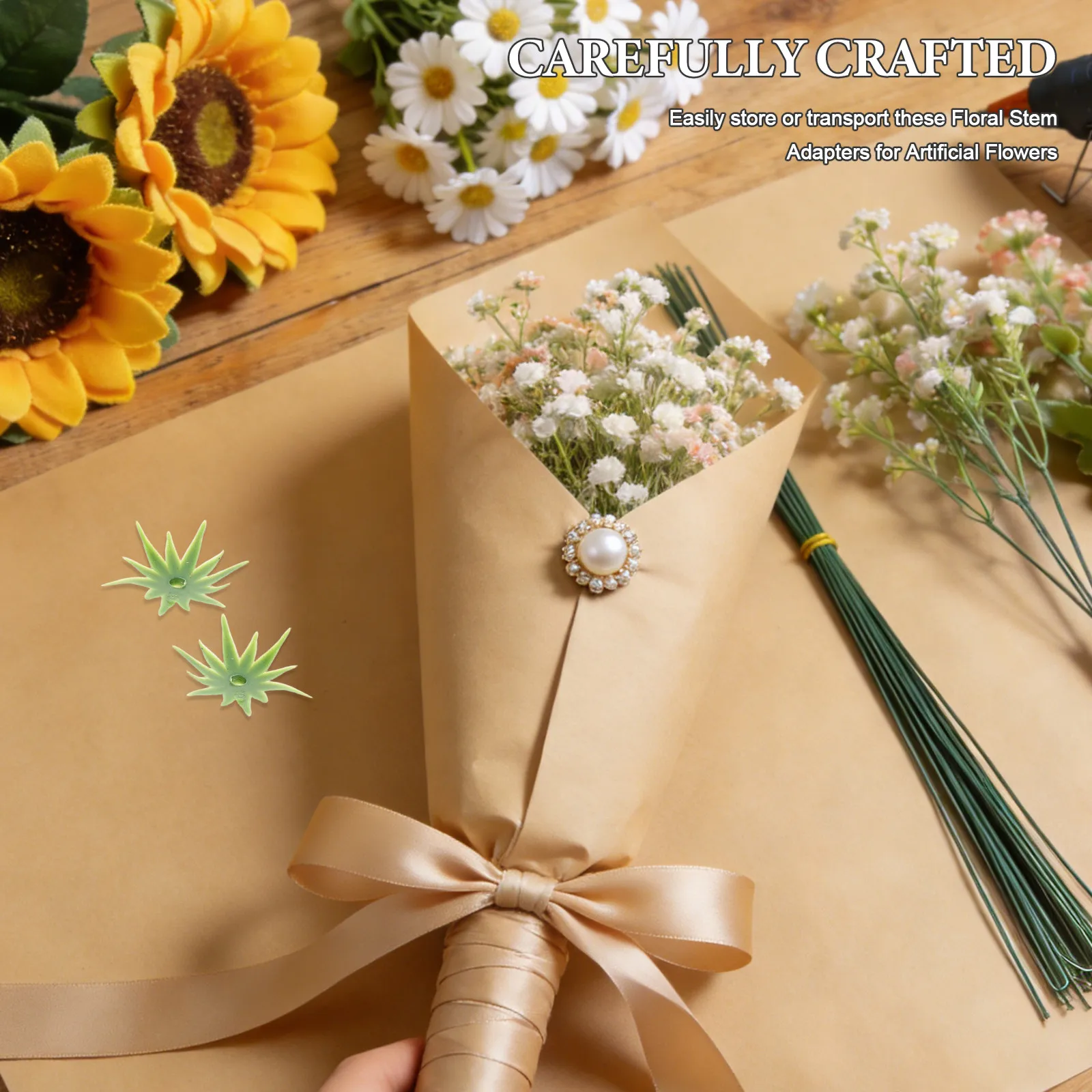Wedding Floral Supply - 40Pcs Artificial Daisy Flower Calyxes Green