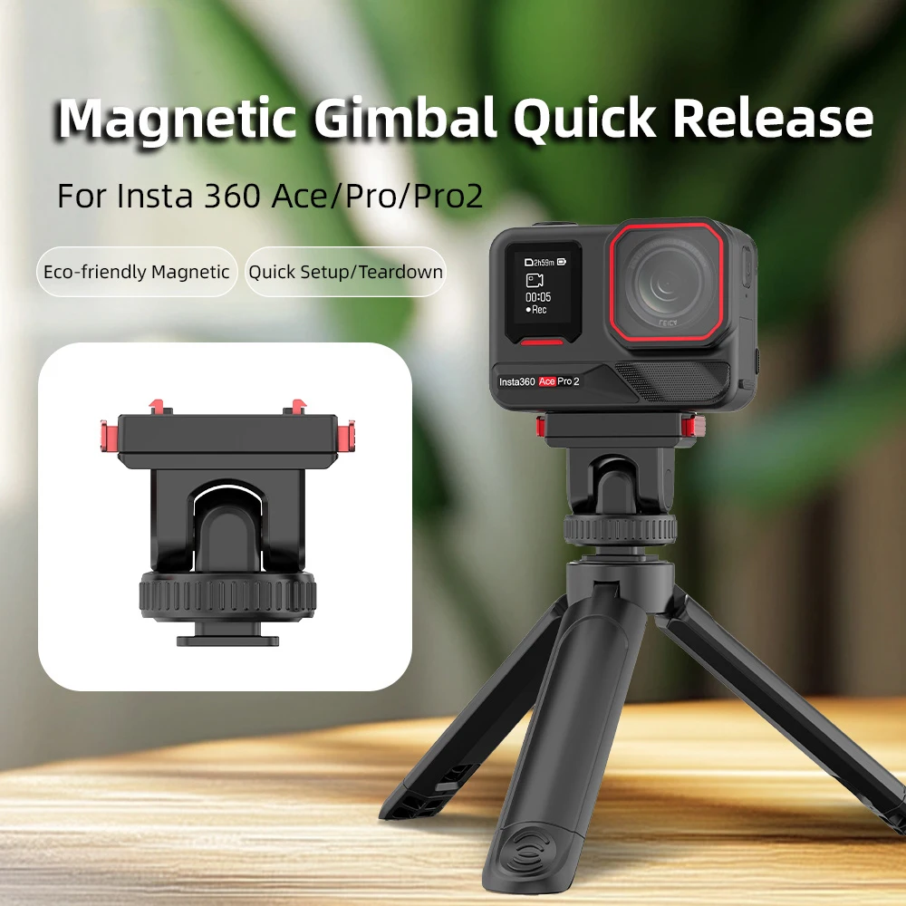 Strong Magnetic Stand Mount For Insta360 ACE/Pro/Pro 2 Quick Release Bracket Base Bracket Anti-lost Holder 1/4 Cold Shoe Tripod