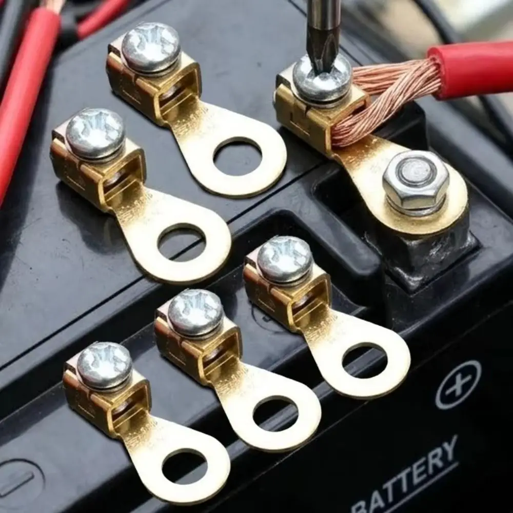 Reusable Solid Copper Car Battery Terminal Blocks 2.5‑10mm² 6mm Hole Battery Connector Screw‑Tight Battery Terminal Connectors