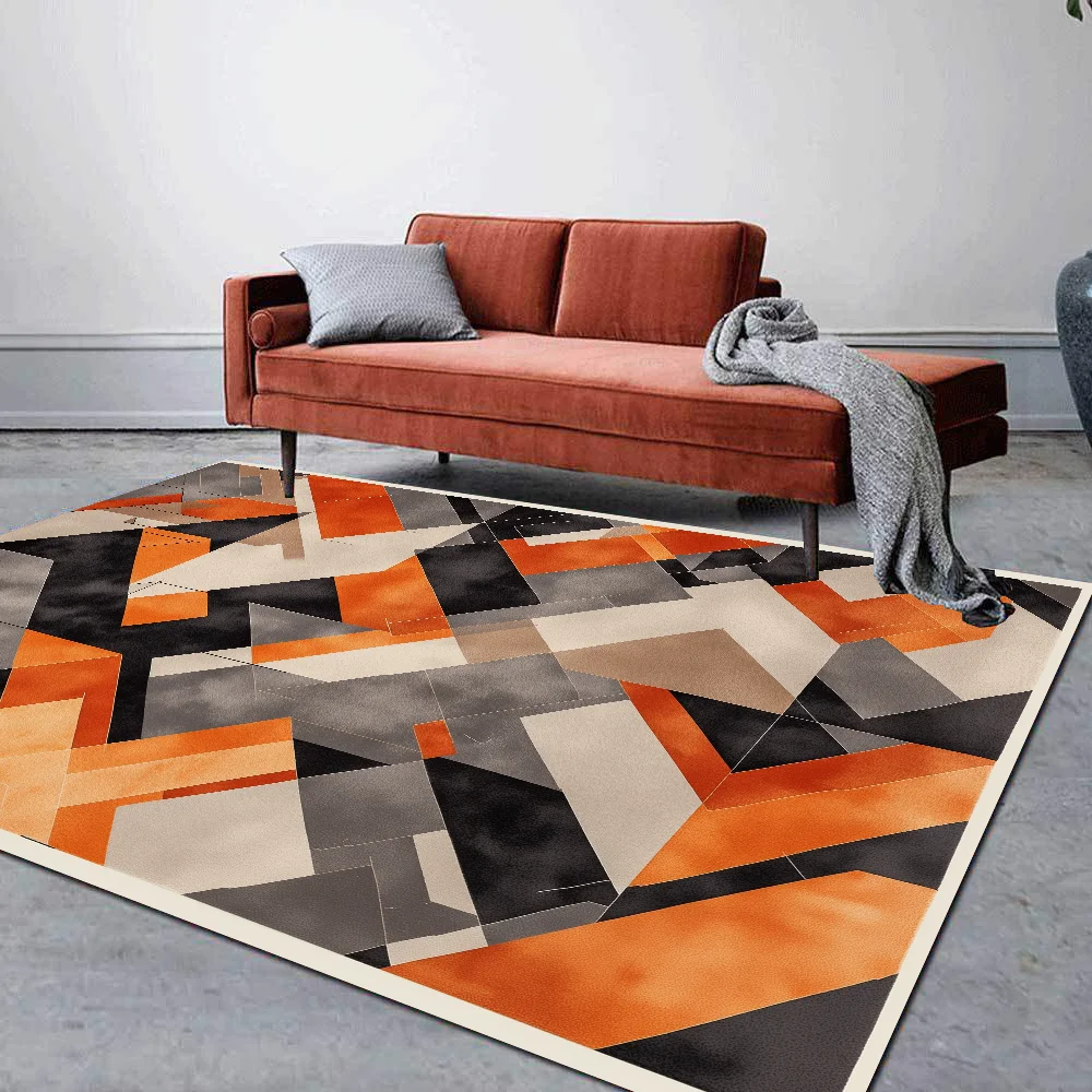 Orange Geometry Carpet for Living Room Bedroom Anti-slip Floor Mat Soft Nordic Luxury Area Rugs Home Decoration Entrance Doormat