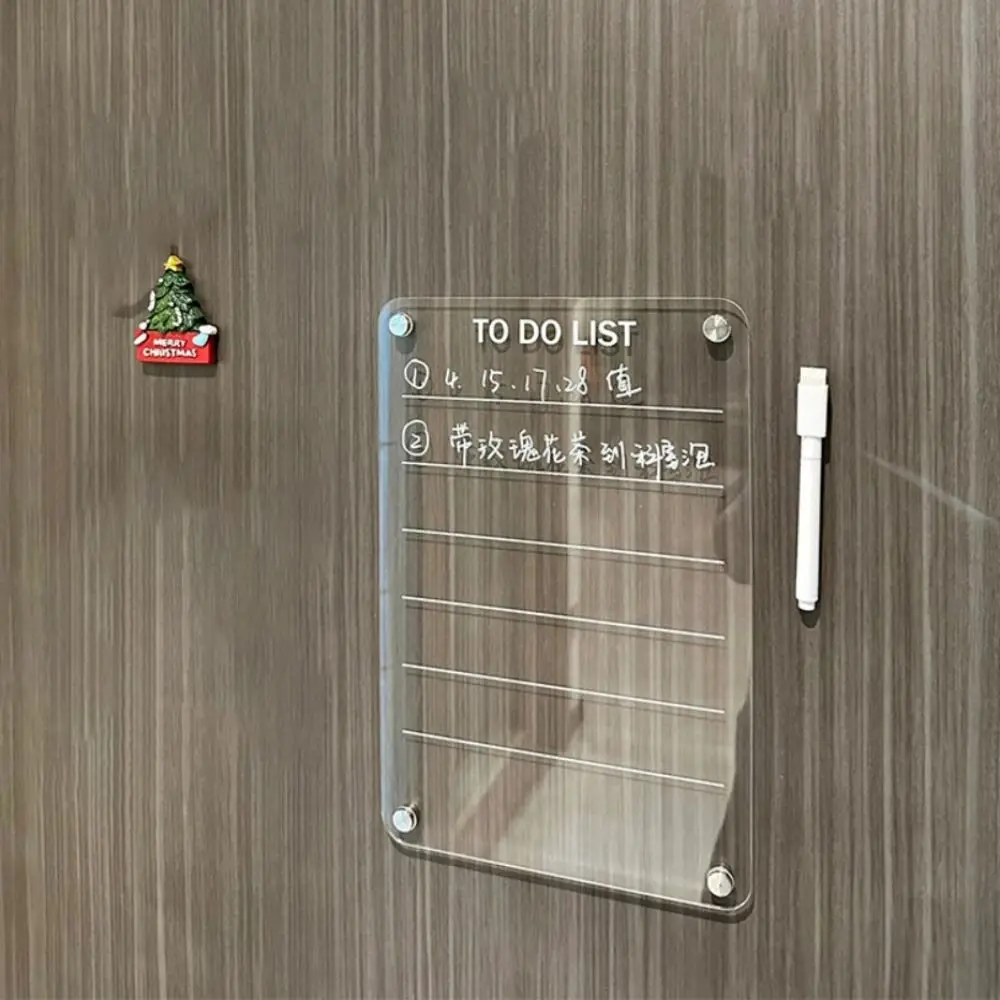 Practical Acrylic Magnetic Calendar Board Reusable Clear Message Board with Pen and Erase Rectangle Fridge Menu Home