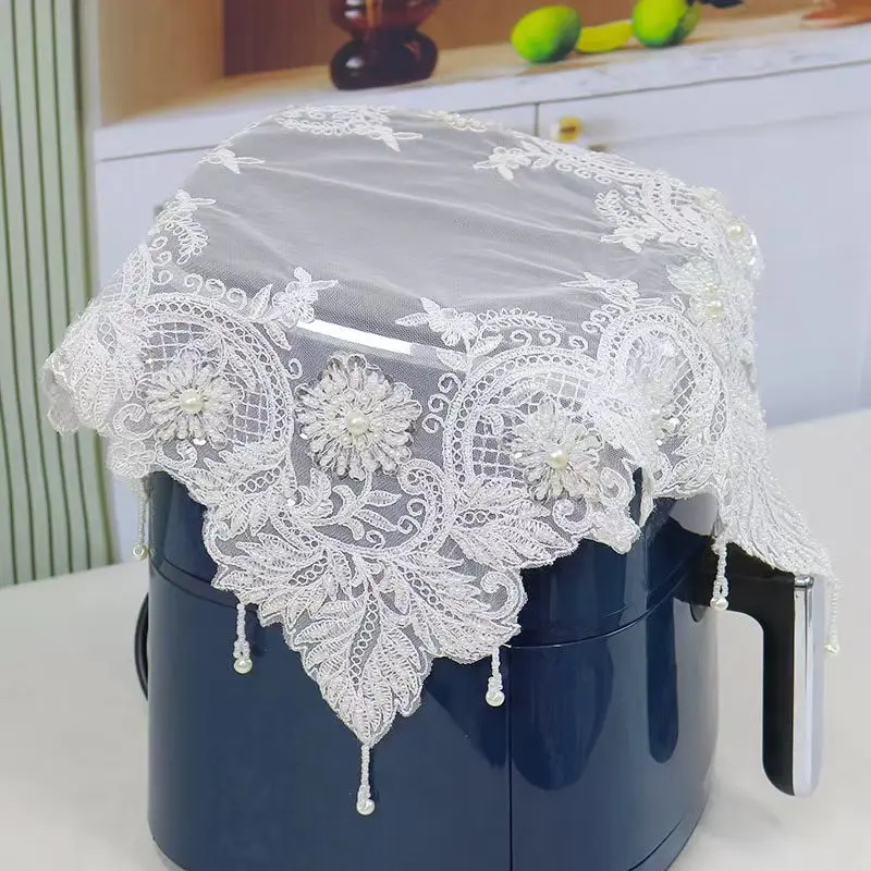 NEW white beads flowers Embroidery table cloth cover wedding party tablecloth kitchen Christmas Table decoration and accessories