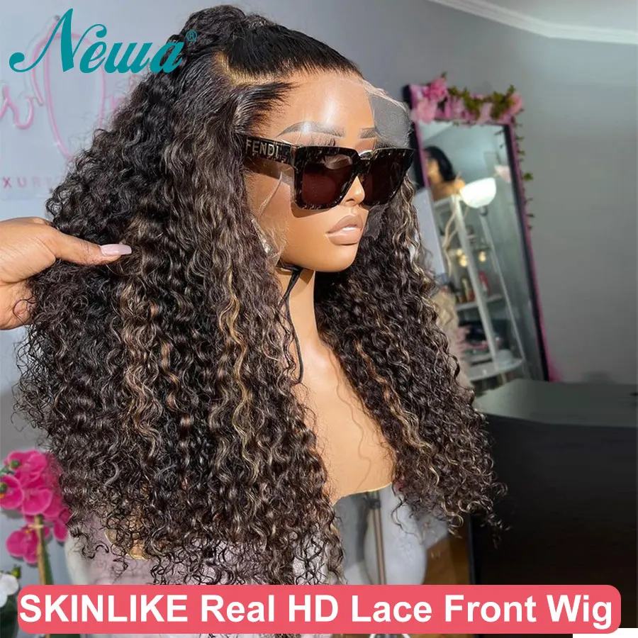 

Newa 13x6 13X4 HD Lace Frontal Human Hair Wigs Highlights Glueless Wig 5x5 6x6 7x7 HD Lace Closure Wigs Curly HD Lace Melt Skins