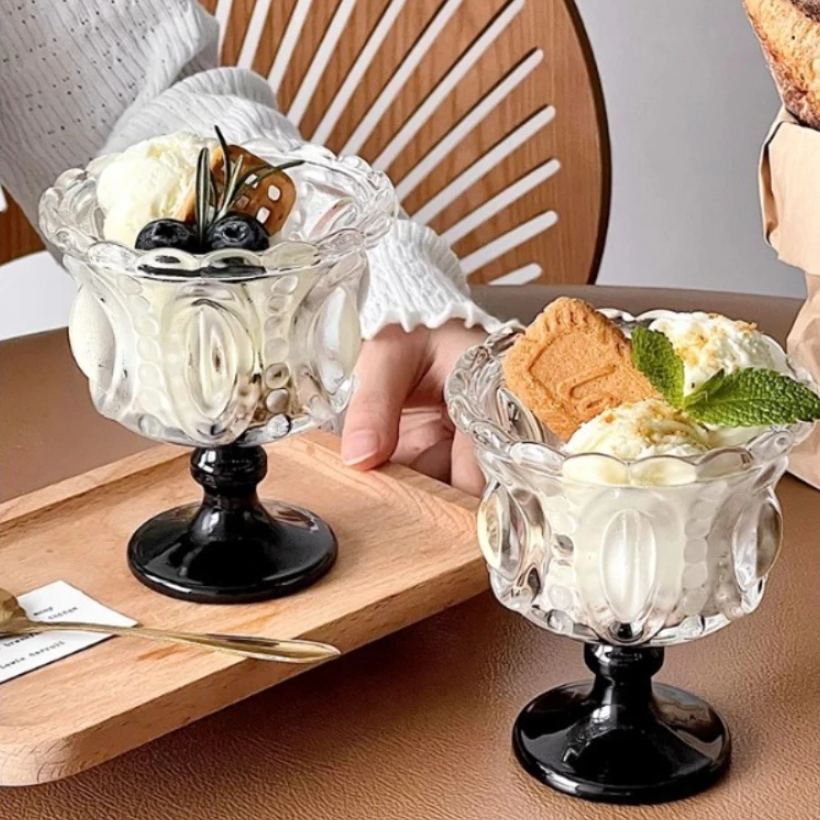 

Десертные чашки, стаканы, чашки на высоких ножках, дворцовый стиль, домашний декор, скандинавская рельефная посуда для напитков, чашки для мороженого, птичье гнездо, контейнеры для торта