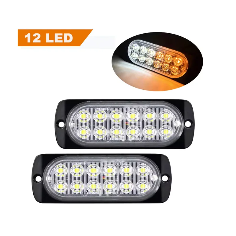

Universal 12V/24V Waterproof Vehicle Side Flashing Strobe Light, Strobe Light Amber Super Bright LED Warning Beacon for Truck