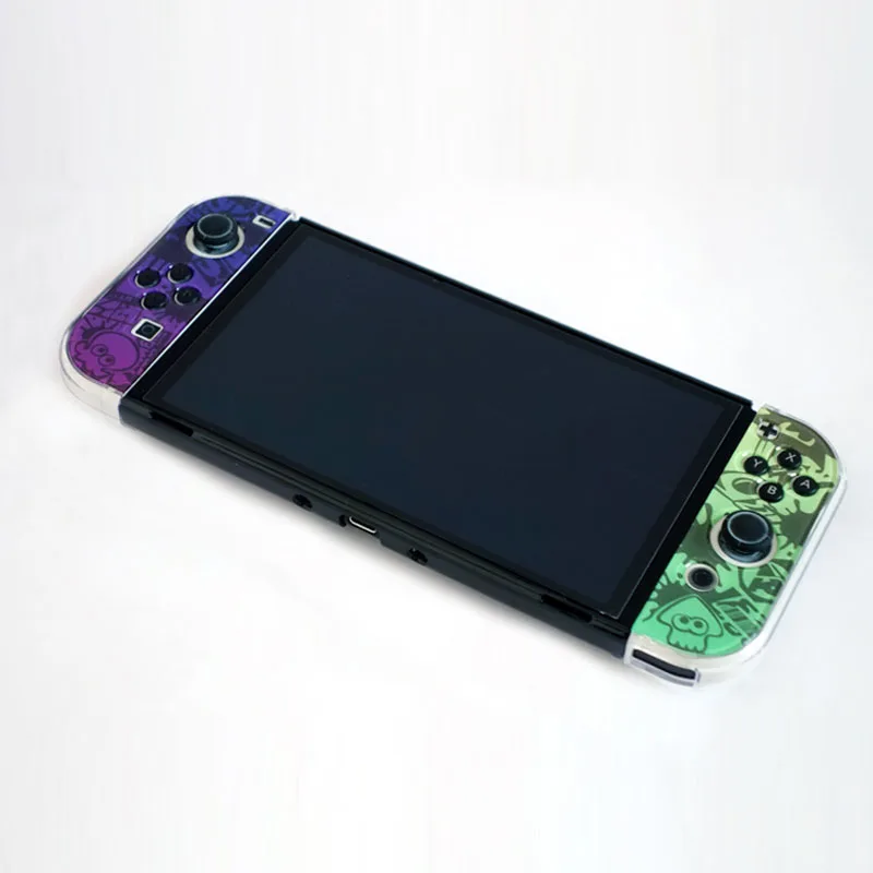 닌텐도 스위치 Oled 콘솔용 하드 케이스 TV 도크 스탠드 보호 크리스탈 쉘, Splatoon 3 스킨용 NS Joy-Con 커버 프로텍터