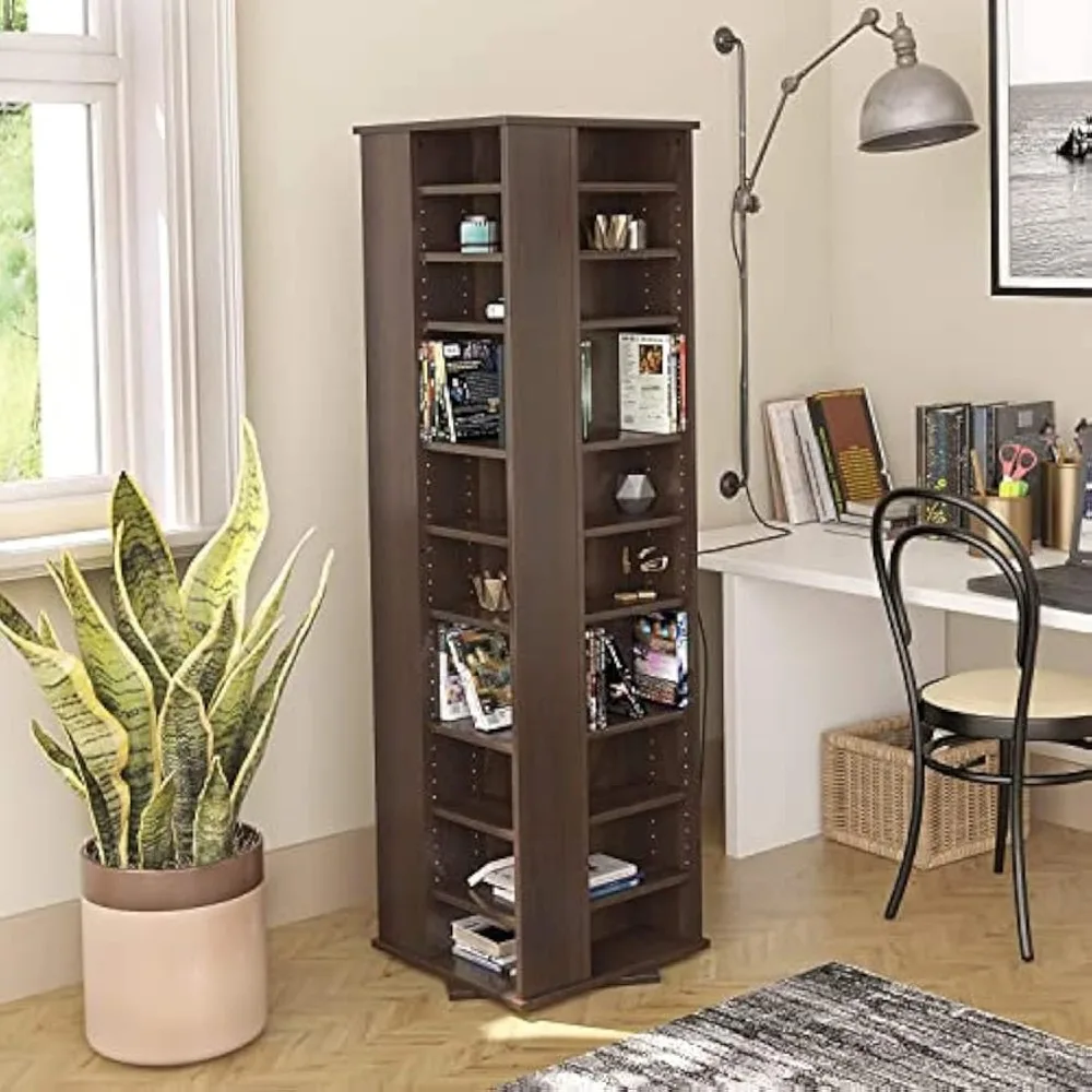 

4-Sided Spinner Media Tower in Espresso，Media Capacity: 1040 CDs, 476 DVDs, 832 Blu-ray discs, 280 videos