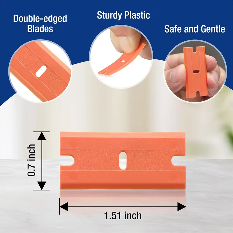 Plastic Scraper with 100/200 Plastic Blades Multipurpose Window Scraper Non-Scratch Scraper for Removing Stickers Decals Glue image 5