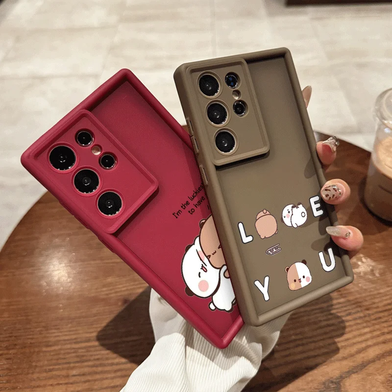 Creative Cartoon Bubududu Panda Couple Phone Case for Samsung Galaxy A56 A55 A54 A53 A52 A36 A51 A16 A15 A14 Paired Soft Covers