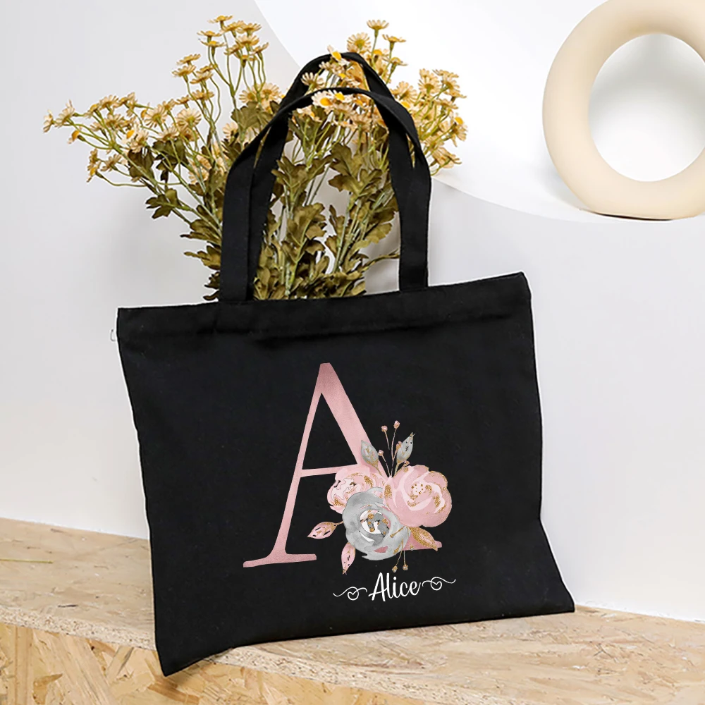 

Personalized Tote Bag Initial with Name Bridesmaid Handbag Bachelorette Party Bag Wedding Shoulder Bag Bride Shower Gift for Her