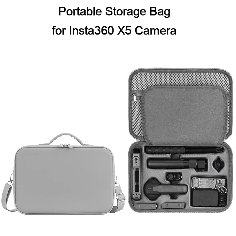 

Wtohoby Portable Storage Bag for Insta360 X5 Camera Case Shockproof Durable Hard Shell Full Protection PU+Lycra 360 Camera Box