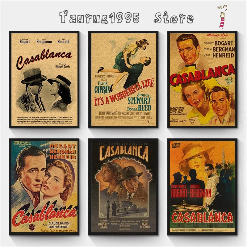 Movie Casablanca Retro Posters Good Quality Kraft Paper Printed Wall Posters Art Painting Home Room Decor