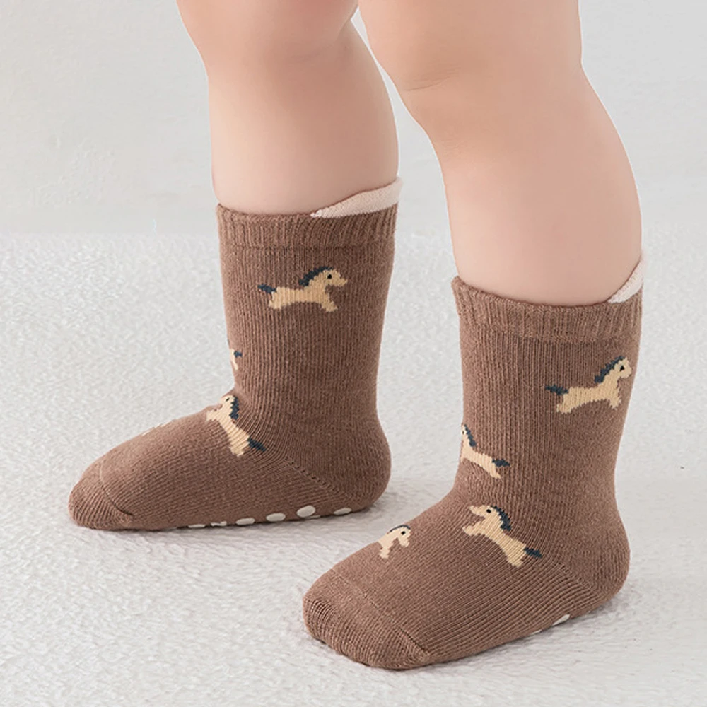 5 Paar Rutschfeste Babysocken mit Cartoon-Tiermuster, Kindersocken zum Laufen, Trampolinsocken, Bodensocken – Detail 5