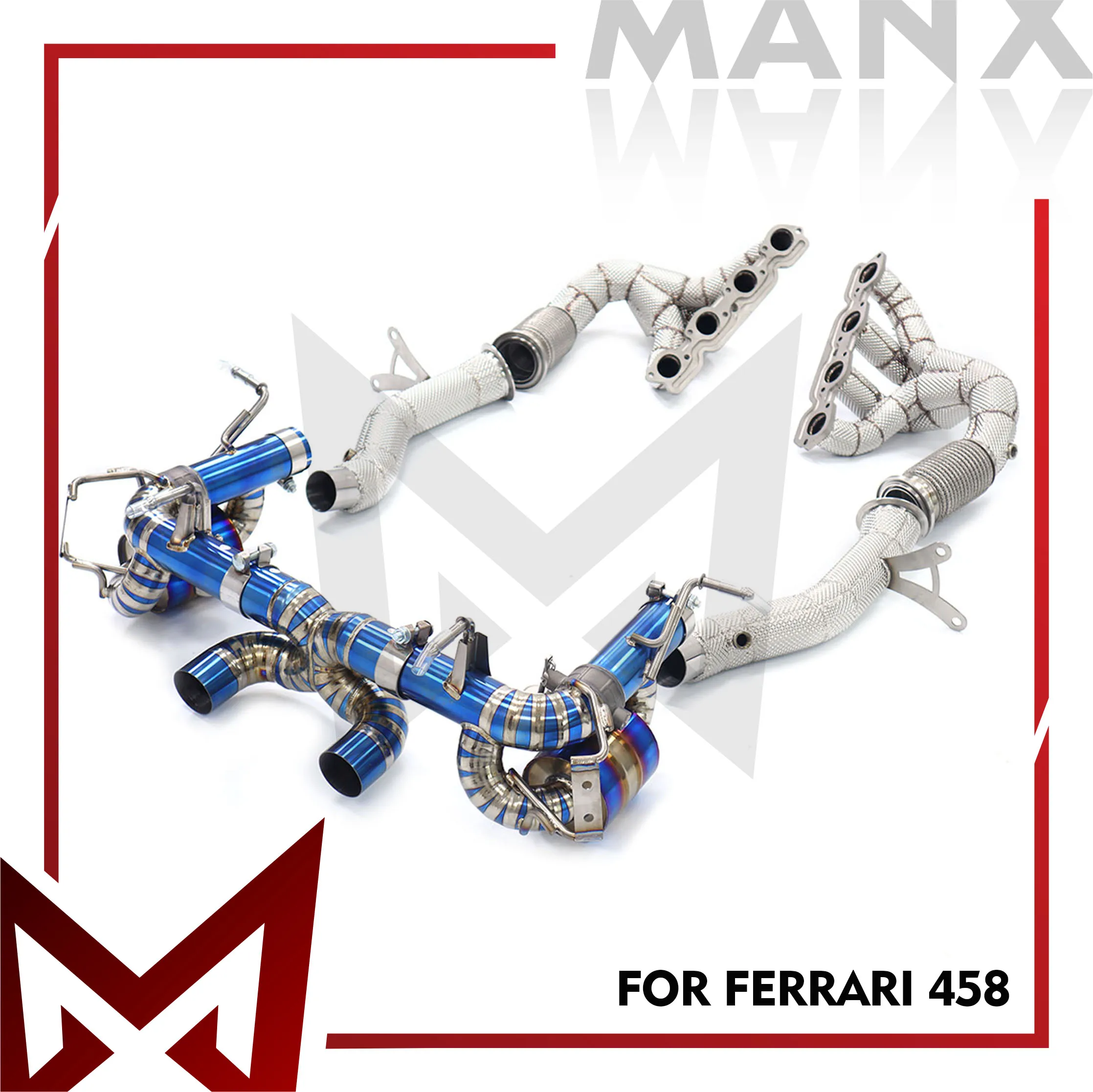 

Suitable For Ferrari 458 Titanium Alloy Bluing Catback High Flow Performance Exhaust System With Valve Downpipe Manifold Header