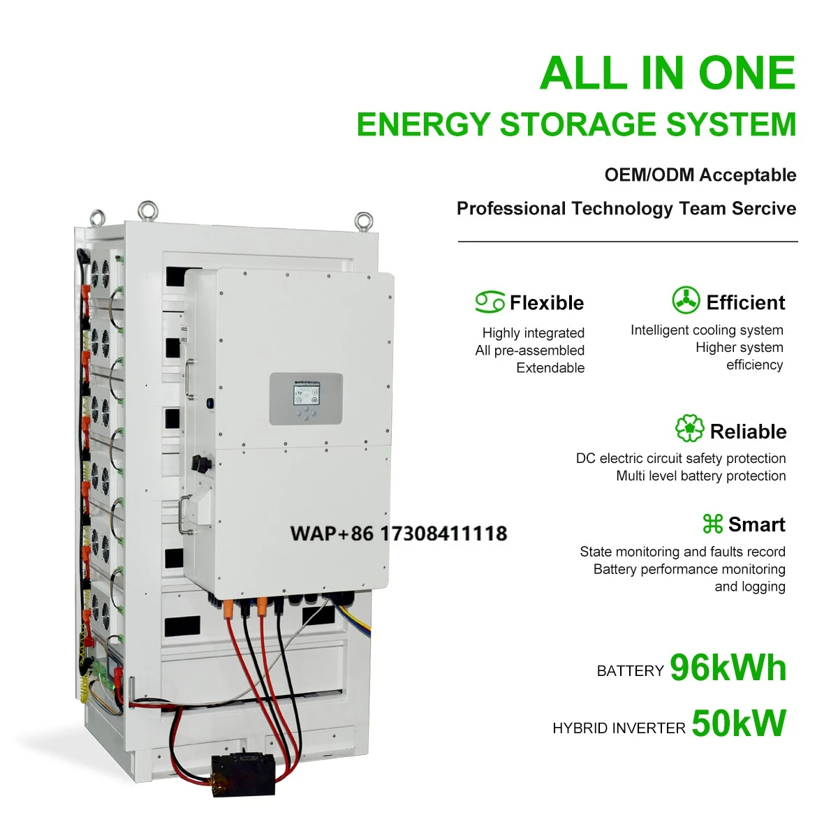 All in One Industrial Commercial HV Rack-mounted Lithium Lifepo4 20kw 50kw Solar Inverter 100kwh Energy Storage System Cabinets