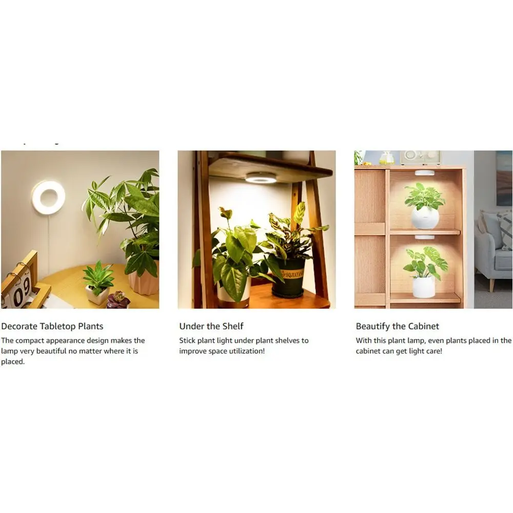 10 Dimming Levels Hanging LED Plant Light 1/2/3/4 Head 3/9/12H Timer Under Cabinet Plant Lamp Ring Lamp Adjustable