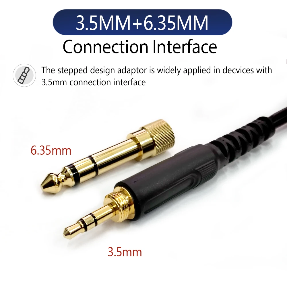 3.5MM + 6.35MM Headphone Upgrade Cable Audio Replacement Cable Suit for SHURE SRH1440 SRH1540 SRH1840