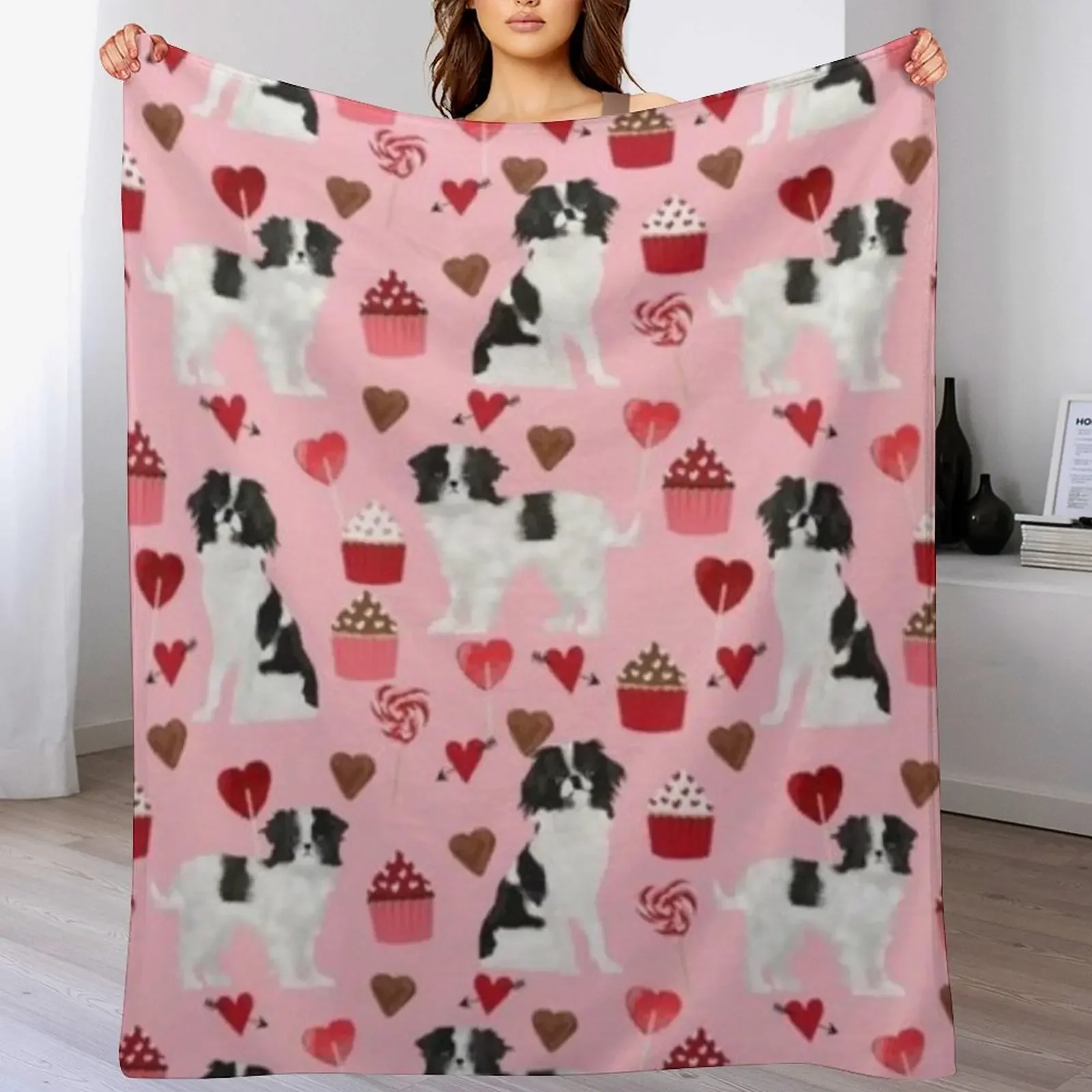 

JAPANESE CHIN VALETINE'S DAY Throw Blanket Warm Camping Sofa Quilt Blankets