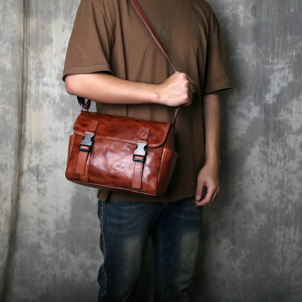 حقائب جلدية للرجال جلد البقر الأصلي حقيبة كتف مفردة حقيبة كروسبودي حقيبة يد كاجوال عصرية حقيبة كامبريدج حقيبة بريد ريترو عصرية #3