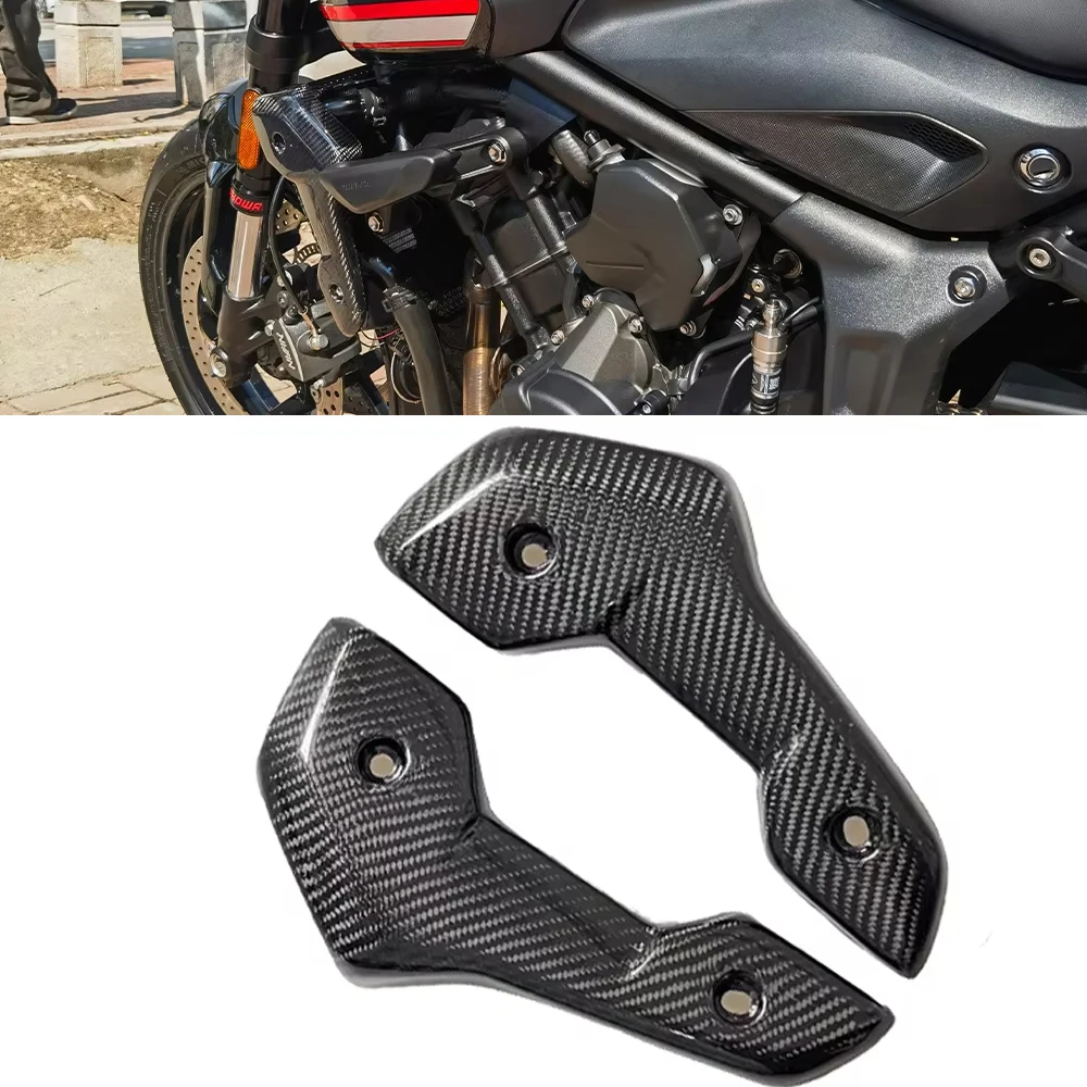 ل انتصار ترايدنت 660 2021 2022 2023 2024 ألياف الكربون دراجة نارية المبرد الجانب يغطي ترايدنت 660 2021- 2024 اكسسوارات #1