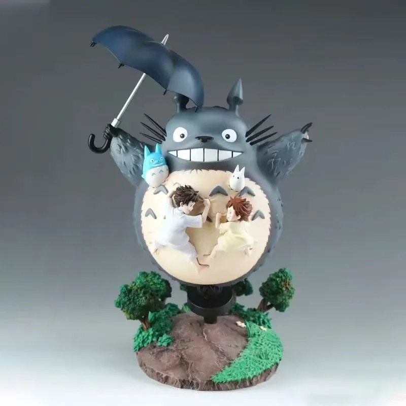 In Stock Totoro with Umbrella Adorable LONG MAO Action Figure Miyazaki Anime Collectible Model Desktop Decor Gift Children Toys
