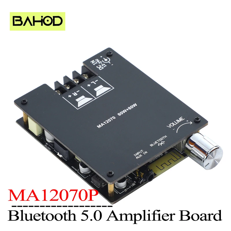 BAHOD MA12070 Audio Amplifier 80W+80W Bluetooth 5.0 Infineon Class D Digital Audio Power Amplifier AUX HiFi Stereo Amplifier