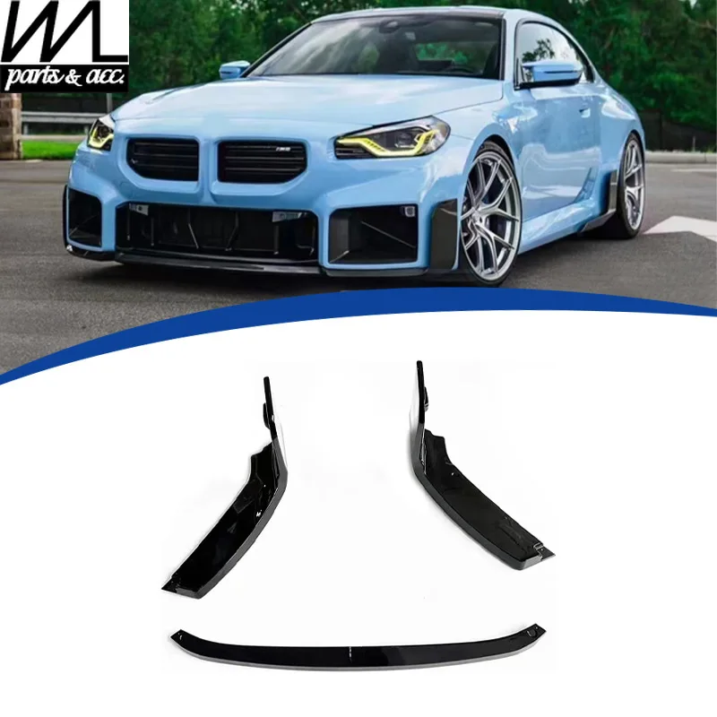 

3 PCS Front Bumper Lip Splitter Canards Spoiler for BMW M2 G87 MP Style 2023-2024 Glossy Black Trim Cover Body Kits Car Styling