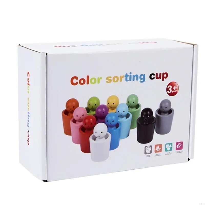 Colorful Sorting Cup Figure Dolls Toy for Toddler Fine Motor Skill Training Home Learning and Daycare Center Use A2UB