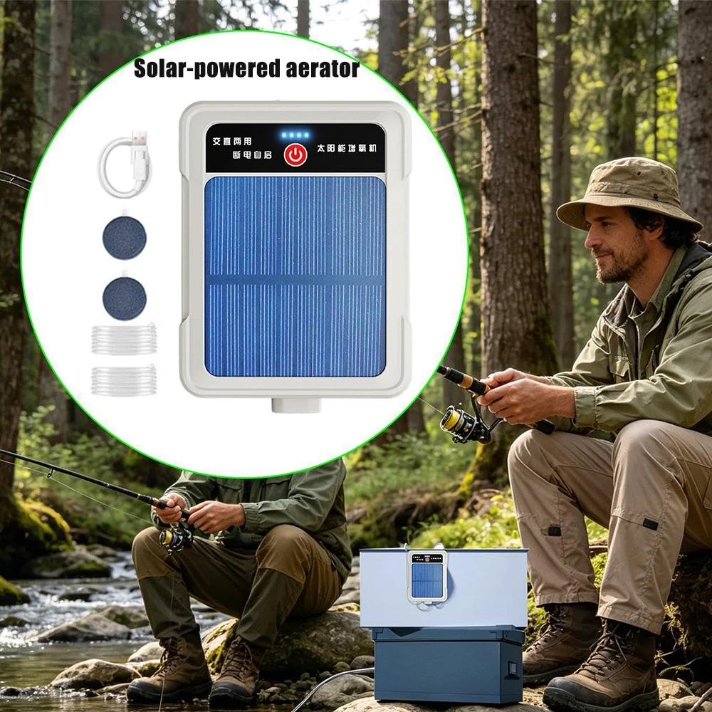 Solar Powered Rechargeable Oxygen Air Pump Cross Border New Model Factory Direct Aerator For Fish Farming Live Fish Stall