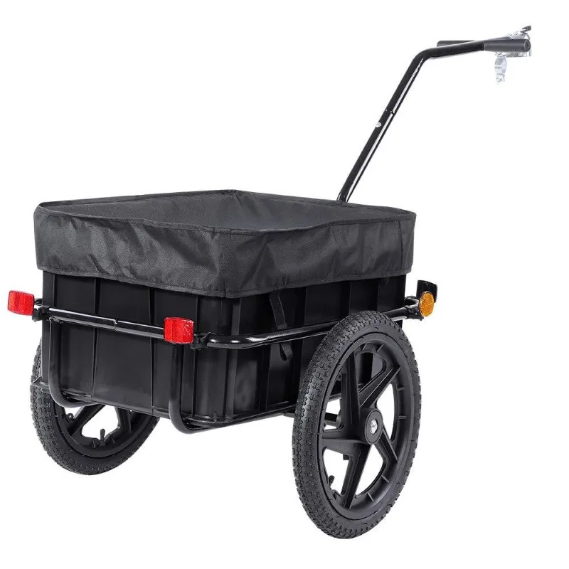 16 Inch Pneumatic Tire Multifunctional Steel Luggage Rack Bicycle Trailer, Storage Box