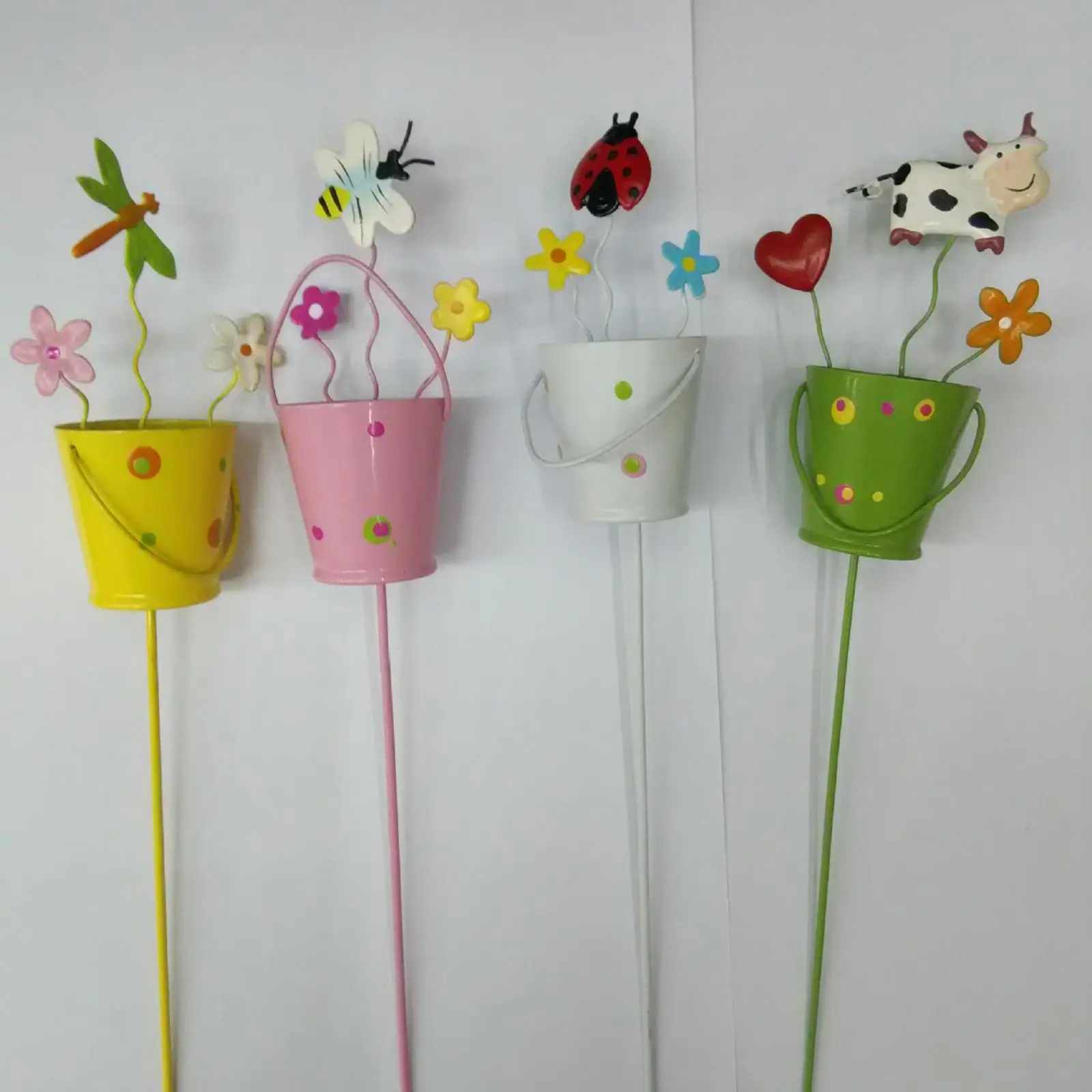 Metal Plant Sticks Cartoon Yard Art DIY Spring Outdoor decor Stake for Bonsai