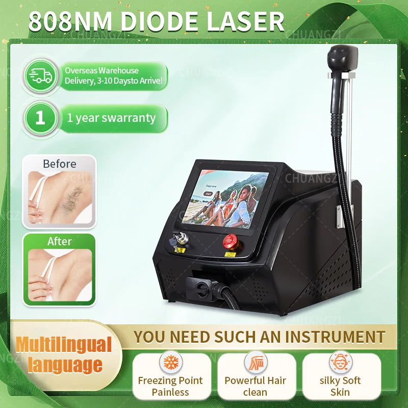 808nm Diode Ice Laser Hair Removal Machine 3 Wavelength Permanent Painless Physical Underarm Body Care Depilation Equipment