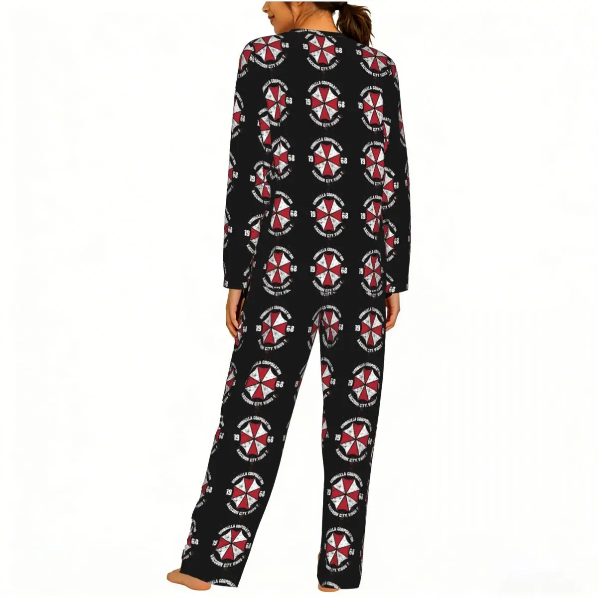 Movie Game Corporation Umbrellas Round Neck Long Sleeves Nightdress for Sleeping Sleepshirts Women Soft Pajama Set Long Pants 5