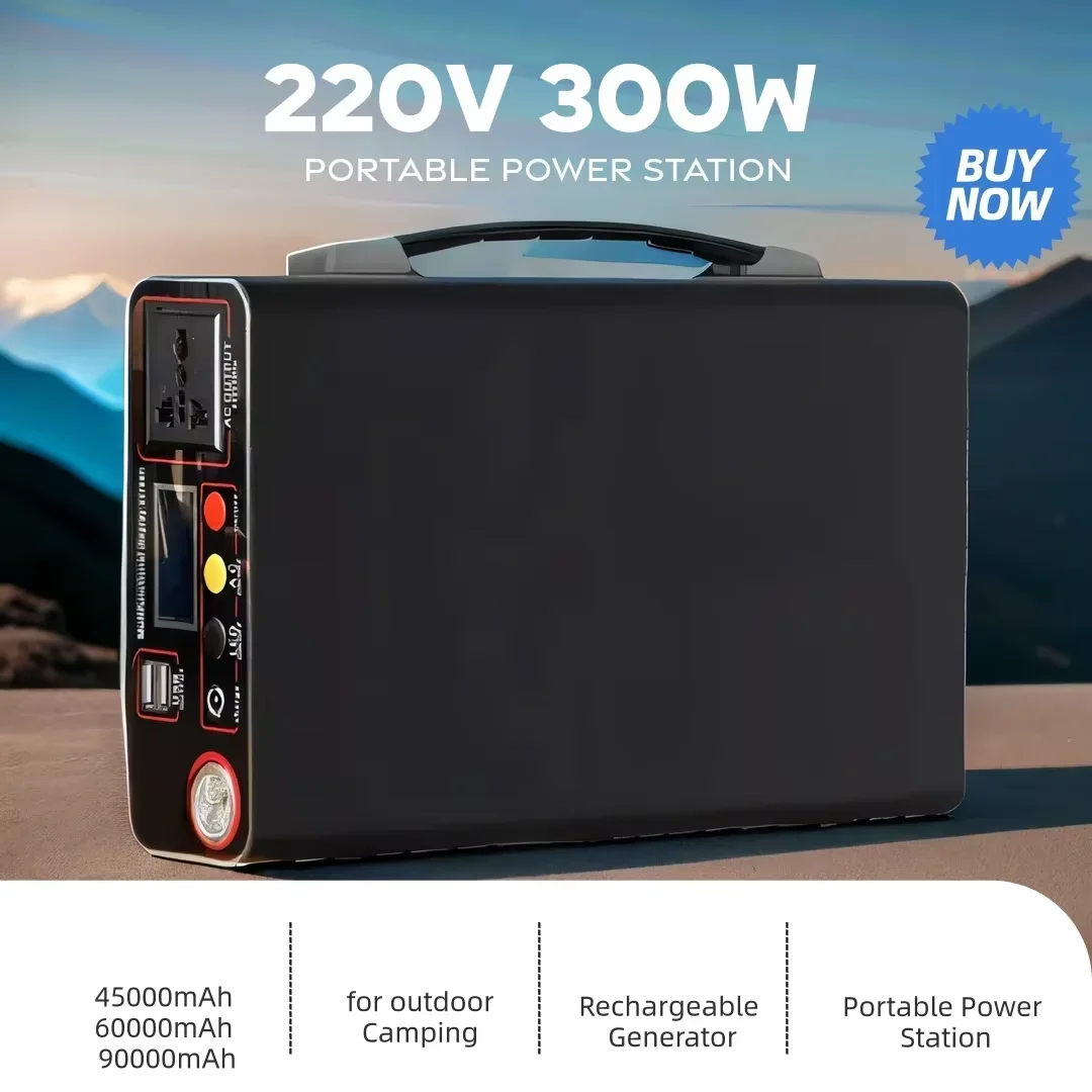 New 220V 90000mAh  Portable Charging Station 300W Outdoor Power Bank Home Camping Lifepo4 Power System Rechargeable Generator